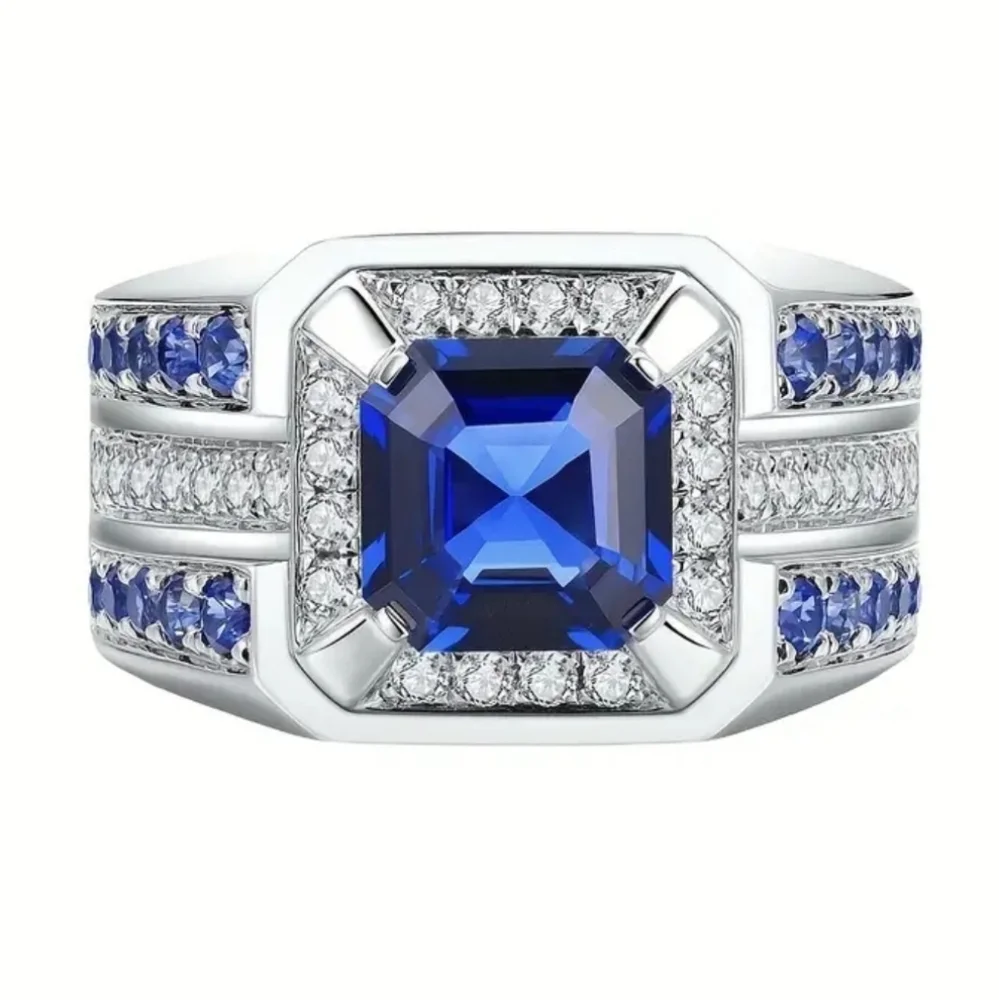 Sapphire Diamond Men's Ring Sz 9